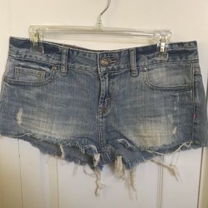 Light wash Distressed Jean Shorts